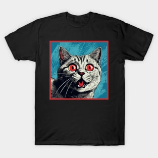 Shocked Cat Cartoon Vintage Cartoon Cat Crazy T-Shirt